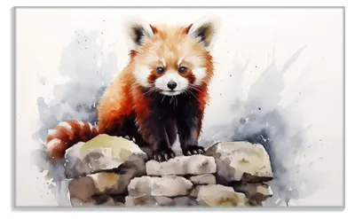 Produktbild von Wallario Frühstücksbrettchen aus Glas, je 14 x 23 cm, mit rutschfesten Füßen, Motiv Neugieriger Rotpanda