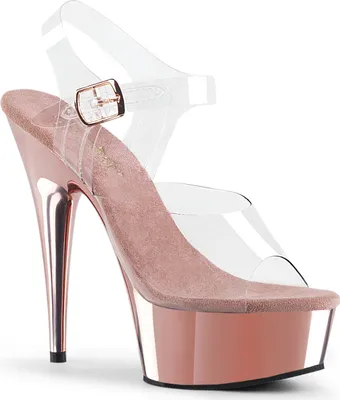 Produktbild von DELIGHT-608 Damen Sandale von Pleaser, Transparent Roségold , EU 42, US 12