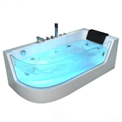 Produktbild von HOME DELUXE - Whirlpool Badewanne - CARICA Links weiß mit Heizung und Massage - Maße: 170 x 80 x 59 cm I Eckwanne, Indoor Badewanne