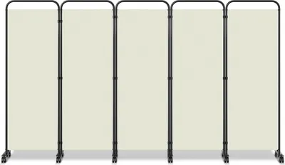 Zdjęcie produktu dla Izrielar – parawan na kółkach, 5-częściowy, beżowy, 284 x 180 cm, składany parawan do wnętrz i na zewnątrz, parawan ogrodowy, osłona przed wzrokiem, przegroda