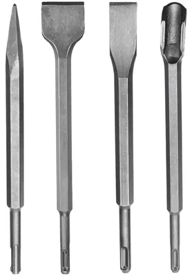 Image de Jeu de burins SDS Plus - Burin à carrelage, burin plat, burin pointu et burin de rainure - 4 pièces - 250 mm