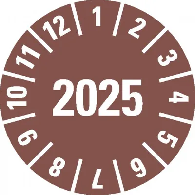 Produktbild von Dreifke® Aufkleber I Prüfplakette 2025, braun, Dokumentenfolie, selbstklebend...