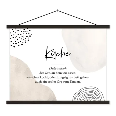 Produktbild von MuchoWow® Textilposter Küche - Sprichwörter - Zitate - Wörterbuch - Definition Küche 150x113 cm mit holzfarbenen Rahmen - Poster