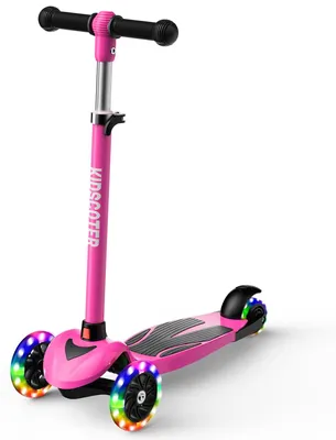 3-Rad Kinderroller, höhenverstellbar, LED-Räder, 3-12 Jahre, Rosa