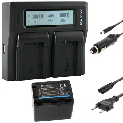 Produktbild von 1x Akku + Lader für Panasonic VW-VBT380 HC-V550 VXF999 SDR-T76 4040 mAh