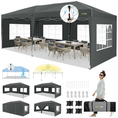 Productafbeelding van Partytent 3x6 meter, grijs, waterdicht, stabiel, met zijwanden
