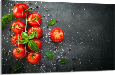 Produktbild von Herdabdeckplatte 80x52cm 1-teilig Glaskeramikkochfeld-Abdeckung Spritzschutz, Schiefer Tomaten