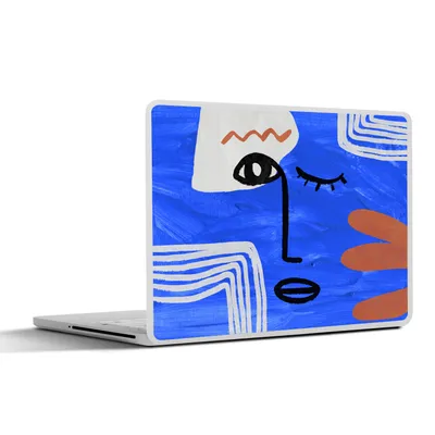 Produktbild von MuchoWow® Laptop Aufkleber Sticker Cover Porträt - Blau - Abstrakt 31x22.5 cm - Laptop-Deko