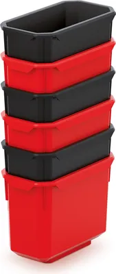 Produktbild von 6er-Set Aufbewahrungsboxen XEBLOCCK 14 x 7,5 x 28 cm schwarz-rot