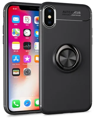 Produktbild von NALIA Ring Hülle für Apple iPhone XS X, Cover magnetisches Silikon Handy Case Schwarz