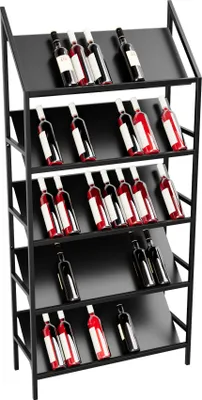 Immagine prodotto di MetaloPro Scaffale per vino Bordeaux – Scaffale in metallo nero per 50 bottiglie di vino, design robusto, ideale per la cucina, la cantina o il bar – 170×80×30 cm
