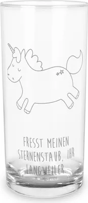 Produktbild von Mr. & Mrs. Panda Glas Einhorn Happy 200 ml - Transparent - Geschenk, Einhörner, Unicorn, Spaß, glücklich, Tumbler, Witzig, Cocktailglas, Trinkglas, Wasserglas