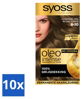 Image de 10 x Coloration permanente Syoss Oleo Intense 6-10 - Blond foncé - Pack avantage - 10 pièces