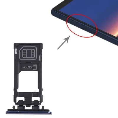 Obrázok produktu pre Držiak kariet SIM + Micro SD pre Sony Xperia 5, modrý, náhradný