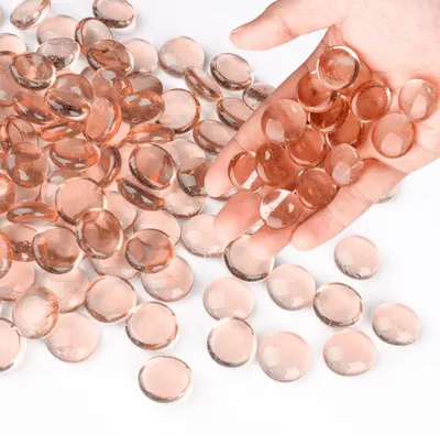 Zdjęcie produktu dla Szklane kamienie, różowe, 440g, 85-100 sztuk, 13-20mm, do wazonów, akwariów, rękodzieła