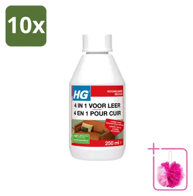 Produktbild von 10 x HG 4-in-1 Lederpflege - Reinigt, pflegt und schützt - 250 ml - Sparpackung - 10 Stücke