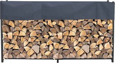 Imagen del producto de Estante para leña exterior Silecomplaza, 200 x 25 x 115 cm, color antracita. Estructura metálica para almacenar leña en el jardín, con capacidad de 0,8 m³ (1,3 SRM). Ayuda para apilar leña resistente a la intemperie, con funda protectora gris