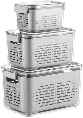 Produktbild von Kühlkast-Organizer-Set, 3-teilig, stapelbar, 9L + 5L + 1,8L, lekbak, deksel