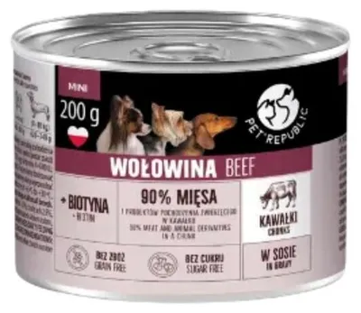Imagen del producto de Comida húmeda para perros PetRepublic, sabor a ternera en trozos con salsa, 200g