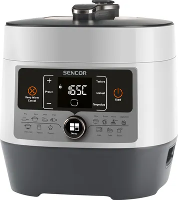 Obrázok produktu pre SENCOR SPR 3600WH Elektrický tlakový hrniec, varenie pod vysokým tlakom, objem 5,5 l, nepriľnavý povrch, 14 nastaviteľných programov, 24-hodinový časovač, funkcia Keep Warm, 1000 W