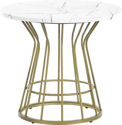 Zdjęcie produktu dla BELIANI Stolik kawowy biało-złoty MDF żelazo ⌀ 50 cm blat z efektem marmuru metalowa rama styl glamour