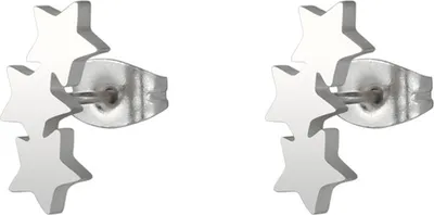 Produktbild von Schicke Ohrstecker mit drei Sternen, Edelstahl, Ohrringe für Damen, Piercing-Schmuck-Silber