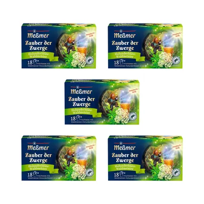 Produktbild von Meßmer Zauber der Zwerge 5x | Früchtetee mit Waldmeister-Holunderblüten-Aroma | 90 Teebeutel | Online Exklusiv | magisch-süß | vegan