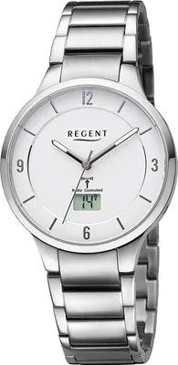Produktbild von Regent Metall Damen Uhr Armbanduhr Quarz silber Funkuhren D2URFR287