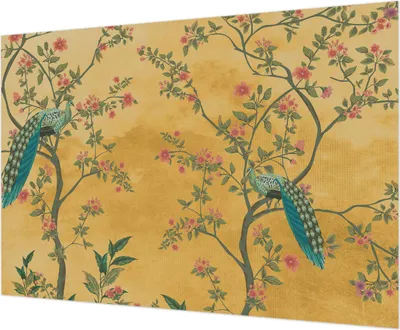 Produktbild von Wandtapete - Dekorative Tapete für Wohnzimmer - Tapetenfolie für Wanddekoration - 312x219 cm - Pfauenbäume