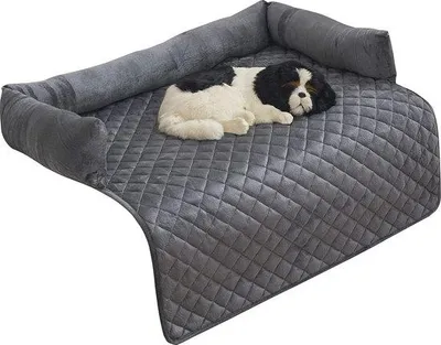Image de Tapis de sol pour chien, idéal pour canapé - Lit orthopédique pour chien avec des bords latéraux