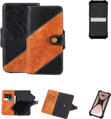 Produktbild von K-S-Trade Handyhülle Schutzhülle Bookstyle Case Wallet-Case kompatibel mit Ulefone Armor X9 Pro Handy Cover Bumper Klapphülle schwarz hellbraun 1x