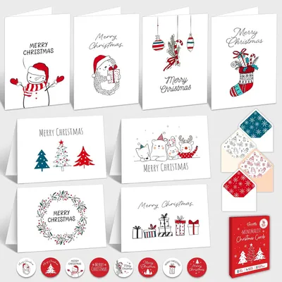 Imagen del producto de Juego de tarjetas navideñas, 24 unidades, 10,2 x 15,2 cm, con sobres, para las fiestas