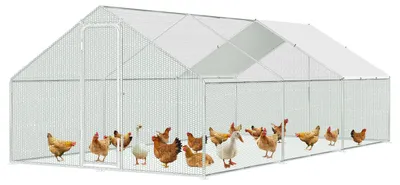 Produktbild von Ikodm Hühnerstall Freilaufgehege mit Dach 3x8x2 m aus Stahl verzinkt für Geflügel