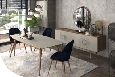 Produktbild von Blauer Esszimmerstuhl Luxus Moderne Küchenmöbel Designer Holzmöbel