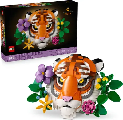 Produktbild von LEGO Art Fauna Collection - Tiger - Baubares 3D-Kunstwerk mit dekorativen Blumen von Botanicals - Dekoset für Erwachsene - Kreative Geschenkidee - 31217