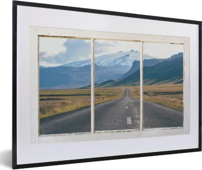 Produktbild von MuchoWow® MuchoWow® Gerahmtes Poster Aussicht - Straße - Berg 60x40 cm - Poster mit zchwarzem Bilderrahmen - Schlafzimmer - Plakat in Rahmen - Drucken