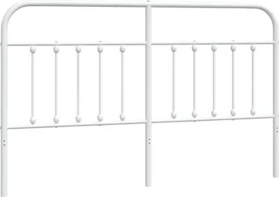 A white metal headboard with vertical bars and rounded tops, shown against a white background.