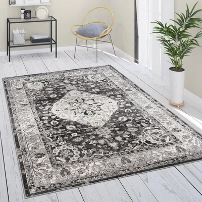 Produktbild von Teppich Wohnzimmer Kurzflor Vintage Orientalisches Florales Muster Mandala Bordüre Grösse 60x100 cm