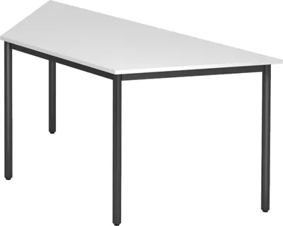 Produktbild von bümö Besprechungstisch Serie-D - Nachbildung: Weiß, tischfuss: Rundrohr schwarz, Größe: Trapez: 160x69 cm