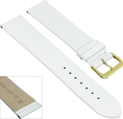 Produktbild von Minott Uhrenarmband XL Nappa Leder weiß ohne Naht weich 29661, Stegbreite:12mm, Schließe:Gelbgolden