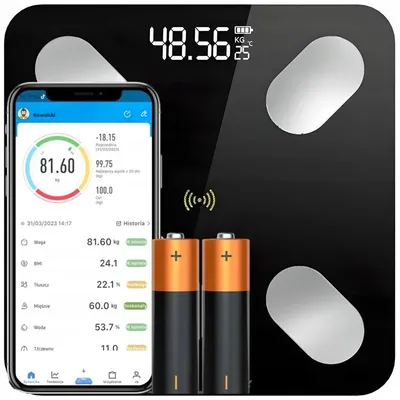 Obrázok produktu pre Analytická váha do kúpeľne Slim, nosnosť 180 kg, inteligentná funkcia, kompatibilná s Android a iOS, presná