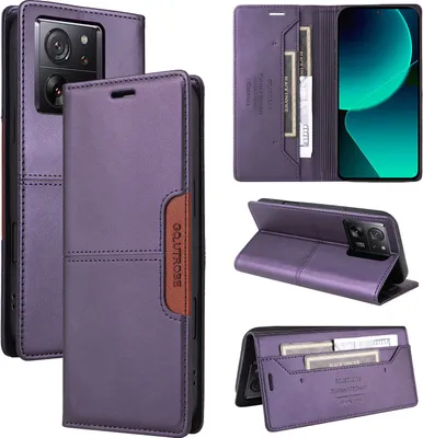 Produktbild von Handyhülle für Xiaomi 13T / 13T Pro Hülle, Leder Flip Wallet Kartenfach Stand Schutzhülle Lila