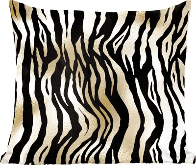 Produktbild von MuchoWow® Zierkissen Sofakissen Wohnzimmer Dekokissen 40x40 cm Muster - Zebra - Gold - Foto Kissen - Schlafzimmer Dekoration