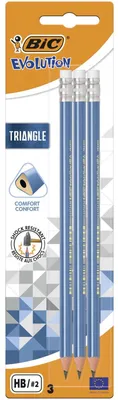 Zdjęcie produktu dla BIC Evolution Triangle x3, Niebieski, Trójkątny, Artystyczny, Hobby, Biuro, Szkoła, Blister, 3 szt.