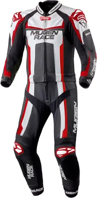Image de Combinaison moto en cuir 2 pièces MUGENRACE Ibrido, noir/blanc/rouge, 50
