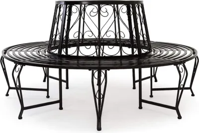 Produktbild von CASARIA® Gartenbank Sitzbank Ø160cm Metall Pulverbeschichtet Wetterfest 320kg Belastbar Rundbank Fußschutz Garten Baum Bank Vintage Schwarz