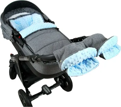 Produktbild von BABYLUX Fußsack 90cm MINKY Kinderwagen Buggy Babyschale Grau + Blau + Handmuff