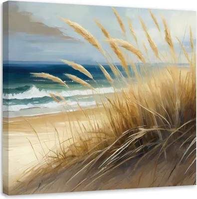 Produktbild von Leinwandbild Strand Sanddünen Meer Natur 30x30 Feeby Beige bild für die wand bereit zum aufhängen