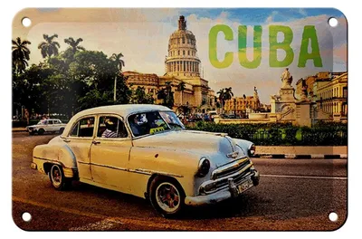Produktbild von Blechschild Spruch 18x12cm Cuba Auto weisser Oldtimer