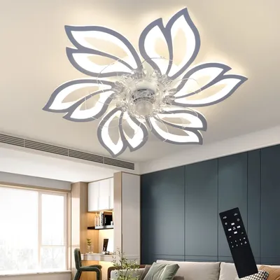 Produktbild von ZMH Deckenventilator Mit Beleuchtung und Fernbedienung Leise - LED Deckenlampe Dimmbar Ventilator Timing Deckenleuchte Kreativer 6 Lichter Design